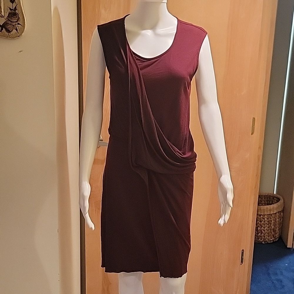 Allsaints dark red faux wrap dress sz 8